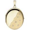 Medallion-Anhänger JOBO "Anhänger Medaillon oval", gelb (gelbgold 585), Schmuckanhänger, Damen, SI = kleine Einschlüsse, Gelbgold 585-Diamanten, Gelbgold 585, Diamanten, 585 Gold mit 6 Diamanten