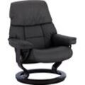 Relaxsessel STRESSLESS "Ruby", schwarz (schwarz batick), B:79cm H:98cm T:76cm, Leder BATICK: BATICK ist ein leicht korrigiertes, durchgefärbtes und genarbtes Möbelleder, bei dem die meisten Unebenheiten und Spuren in der Regel entfernt wurden., Leder PALOMA: PALOMA ist ein durchgefärbtes Semianilin-Möbelleder mit natürlicher Narbung., Sessel, mit Classic Base, Größe M, Gestell Eiche, Wenge, Braun 