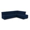 Ecksofa DOMO COLLECTION "Mona L-Form", blau (marine), B:271cm H:80cm T:213cm, Struktur fein 100% Polyester, Chenilleoptik 100% Polyester, Sofas, wahlweise mit Bett- und Armlehnfunktion