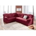 Ecksofa DOMO COLLECTION "Papenburg B/T/H: 242/190/84 cm L-Form", rot, B:242cm H:84cm T:190cm, Struktur ( 90% Polyester, 10% Polyacryl), Microfaser PRIMABELLE (100% Polyester), Kunstleder SOFTLUX, Luxus-Microfaser (100% Polyester), Sofas, wahlweise mit Bettfunktion, Langer Schenkel links oder rechts