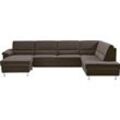 Wohnlandschaft CALIZZA INTERIORS "Onyx U-Form", braun (mocca), H:90cm, 60% Recycling-Polyester, 40% Polyester, Sofas, wahlweise mit Bettfunktion und Bettkasten