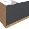 Spülenschrank KOCHSTATION "KS-Luhe", grau (grau matt, wotaneichefarben), B:120cm H:82cm T:60cm, MDF, Schränke, 120 cm breit, hochwertige MDF-Fronten mit waagerechter Lisene