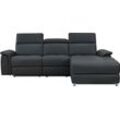 Ecksofa PLACES OF STYLE "Pareli, L-Form, 259cm,m. Recamiere, Echtleder, Kunstleder, Webstoff", grau, B:259cm H:98cm T:163cm, Echtleder/Kunstleder, Sofas, man. o. elektr. Relaxfunktion, USB/Kopfteilverstellg u. LED