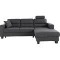 Ecksofa TRENDMANUFAKTUR "Chamber, L-Form" Sofas Gr. B/H/T: 247cm x 85cm x 165cm, Struktur grob, Recamiere rechts, Ohne Schlaffunktion, schwarz (obsidian) inklusive einer Kopfstütze, wahlweise mit Schlaffunktion