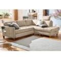 Ecksofa HOME AFFAIRE "Earl L-Form" Sofas Gr. B/H/T: 233cm x 80cm x 196cm, Luxus-Microfaser Lederoptik, Ottomane rechts, ohne Bettfunktion-ohne Bettkasten, beige wahlweise auch mit Bettfunktion oder Bettkasten