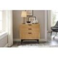 Kommode SALESFEVER Sideboards Gr. B/H/T: 80 cm x 80 cm x 40 cm, mit 3 Schubladen, 3 St., beige (natur, schwarz) Eiche Echtholzfurnier