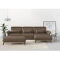 Ecksofa PLACES OF STYLE "Fjord L-Form", braun (coffee), B:324cm H:93cm T:184cm, 100% Polyester, Sofas, massiv, wahlweise mit Armlehnfunktion, Kopf- Sitztiefenverstellung