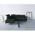 Ecksofa INOSIGN "Fresh L-Form", grün (dunkelgrün), B:260cm H:79cm T:220cm, 100% Polyester, Sofas, Federkern, wahlweise Kopfteilverstellung und motorischer Vorziehsitz