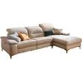 Ecksofa PLACES OF STYLE "Basel L-Form" Sofas Gr. B/H/T: 280cm x 84cm x 184cm, Struktur, Recamiere rechts, mit vollmotorischer Relaxfunktion-mit vollmotorischer Kopfteilverstellung, beige (natur) mit vollmotorischer Relaxfunktion und motorischer Recamiere