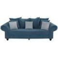 Big-Sofa HOME AFFAIRE "King Henry", blau (petrol), B:242cm H:90cm T:103cm, Samtcord u00bbRibbonu00ab (88% Polyester 12% Polyacryl), Luxus-Microfaser (100% Polyester), Sofas, in legerer Polsterung und vielen losen Kissen