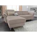 Ecksofa SIT & MORE "Avignon L-Form", grau (hellgrau), B:259cm H:97cm T:172cm, Flachgewebe (90% Polyester, 10% Polyamid), Luxus-Microfaser (100% Polyester), Struktur (100% Polyester), Sofas, Kopfteilverstellung, wahlweise mit Bettfunktion und Bettkasten