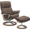 Fußhocker STRESSLESS "Mayfair", braun (mole batick), B:55cm H:41cm T:39cm, Leder BATICK: BATICK ist ein leicht korrigiertes, durchgefärbtes und genarbtes Möbelleder, bei dem die meisten Unebenheiten und Spuren in der Regel entfernt wurden., Leder PALOMA: PALOMA ist ein durchgefärbtes Semianilin-Möbelleder mit natürlicher Narbung., ROHLEDER Stoff Q2 FARON: Ein fester zuverlässiger Bouclu00e9 mit ei