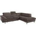 Ecksofa COTTA "Driver L-Form", braun (espresso), B:266cm H:73cm T:214cm, Struktur (100% Polyester), Chenille (90% Polyester, 10% Polyamid), Sofas, mit Kopfteilverstellung, wahlweise mit Bettfunktion