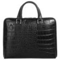 Aktentasche CLUTY Gr. B/H/T: 30cm x 25cm x 5cm onesize, schwarz, Damen, Leder, glänzend, Taschen, echt Leder, Made in Italy