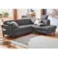 Ecksofa HOME AFFAIRE "Earl L-Form" Sofas Gr. B/H/T: 233cm x 80cm x 196cm, Luxus-Microfaser Lederoptik, Ottomane rechts, ohne Bettfunktion-ohne Bettkasten, grau (anthrazit) wahlweise auch mit Bettfunktion oder Bettkasten