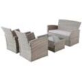 Gartenlounge-Set MY FLAIR Sitzmöbel-Sets grau (hellgrau, hellgrau, hellgrau) 1 Sofa, 2 Sessel, Tisch