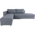 Ecksofa LOOKS BY WOLFGANG JOOP "LooksIII L-Form" Sofas Gr. B/T: 287cm x 229cm, Feinstruktur, Armlehne links, Mit Drehfunktion zum Bett wandelbar-Armlehne links, grau (dunkelgrau) durch Drehfunktion zum Bett wandelbar, inklusive Staufach