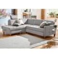 Ecksofa HOME AFFAIRE "Earl L-Form" Sofas Gr. B/H/T: 233cm x 80cm x 196cm, Struktur fein, Ottomane links, mit Bettfunktion, grau wahlweise auch mit Bettfunktion oder Bettkasten