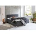 Boxbett ATLANTIC HOME COLLECTION "Helen", grau (anthrazit), Komplettbetten, Strukturstoff Mit Bettkasten, Liegefläche B/L: 180cm x 200cm, Gewicht bis: 80 kg H2, Tonnentaschen-Federkernmatratze, Bettgestell und seitliche Einfassung der Matratzen: Strukturstoff, 100% Polyester, Spiegelfläche der Matratze: 100% Polyester, Topper: 100% Polyurethan, Bezug (100% Polyester) Boxspringbett Tonnentaschenfed