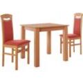 Essgruppe HOME AFFAIRE "Luisa + Franz Set", orange (terra, natur), B:80cm H:76cm T:80cm, FSC-zertifiziertes Massivholz, Sitzmöbel-Sets, Buche Massivholz