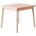 Esstisch HAMMEL FURNITURE "Basic Single, schnell innenliegende Einlegeplatten ausziehbar", beige (naturfarben), B:90cm H:76cm T:90cm, Tischplatte: Eiche Melamin mit weiß pigmentierter Eichenkante (Mattlack), Gestell: Eiche massiv weiß pigmentiert, Tische, 90(164)x90 cm, Melamin / Massivholz, stabiler dänische Design Tisch