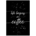 Wandbild ARTLAND "Leben beginnt nach dem Kaffee" Bilder Gr. B/H: 60 cm x 90 cm, Leinwandbild Sprüche & Te x te, 1 St., schwarz Kunstdrucke als Alubild, Outdoorbild, Leinwandbild, Wandaufkleber, versch. Größen