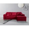 Ecksofa "Györ", rot, B:235cm H:88cm T:160cm, Microfaser (100% Polyester), Luxus-Microfaser Lederoptik (100% Polyester), Struktur (100% Polyester), Samtoptik (100% Polyester), Struktur weich (100% Polyester), GUIDO MARIA KRETSCHMER HOME & LIVING, Sofas, L-Form, wahlweise mit Bettfunktion und Bettkasten incl. 2 Zierkissen