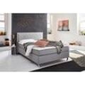 Boxbett ATLANTIC HOME COLLECTION "Helen", grau (hellgrau), Komplettbetten, Strukturstoff Ohne Bettkasten, Liegefläche B/L: 140cm x 200cm, Gewicht bis: 80 kg H2, Tonnentaschen-Federkernmatratze, Bettgestell und seitliche Einfassung der Matratzen: Strukturstoff, 100% Polyester, Spiegelfläche der Matratze: 100% Polyester, Topper: 100% Polyurethan, Bezug (100% Polyester) Boxspringbett Tonnentaschenfed