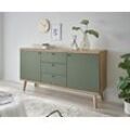 Sideboard INOSIGN "MAVAS" Sideboards Gr. B/H/T: 160 cm x 83 cm x 40 cm, 3 St., evoke eiche dekor, salbei in moderner Trendfarbe, Griffe aus Metall (Schwarz), Breite 160 cm