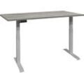 Schreibtisch MÄUSBACHER "Big System Office", silber (silber, beton, silber, beton), B:140cm, Tische, Breite 140 cm, elektrisch höhenverstellbar