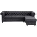 Chesterfield-Sofa HOME AFFAIRE "New Castle L-Form" Sofas Gr. B/H/T: 255cm x 72cm x 171cm, Struktur weich, Ottomane rechts, schwarz hochwertige Knopfheftung in Chesterfield-Design, BTH: 255(17172)