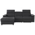 Ecksofa HOME AFFAIRE "Binado, L-Form" Sofas Gr. B/T: 252 cm x 164 cm, Echtleder-Kunstleder, Recamiere links, mit manueller Relaxfunktion-ohne USB-Anschluß, schwarz mit manueller oder elektrischer Relaxfunktion USB-Anschluss