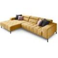 Ecksofa DIE PLANBAR "MP-IN18022 L-Form" Sofas Gr. B/H/T: 321 cm x 74 cm x 190 cm, Chenille, Ottomane links, Kopfteilverstellung, gelb (curry) Ecksofas mit Kopfteilverstellung & Zierkissen, optional Sitztiefenverstellung