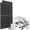 Solaranlage OFFGRIDTEC "Solar-Direct 830W HM-800", schwarz, Solarmodule, Schukosteckdose, 10m Kabel, Montageset für Balkongeländer, Stromzähler