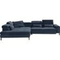 Ecksofa "Felicia Due L-Form", blau (dunkelblau), B:312cm H:82cm T:218cm, GALLERY M BRANDED BY MUSTERRING, Sofas, Wahlweise mit Sitzvorzug, inkl. Kopfteilverstellung, Sitzhöhe 43 cm