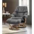 Relaxsessel STRESSLESS "Reno", grau (dunkelgrau dinamica), B:75cm H:96cm T:75cm, Leder BATICK: BATICK ist ein leicht korrigiertes, durchgefärbtes und genarbtes Möbelleder, bei dem die meisten Unebenheiten und Spuren in der Regel entfernt wurden., Leder PALOMA: PALOMA ist ein durchgefärbtes Semianilin-Möbelleder mit natürlicher Narbung., ROHLEDER Stoff Q2 FARON: Ein fester zuverlässiger Bouclu00e9 