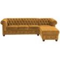 Chesterfield-Sofa HOME AFFAIRE "New Castle L-Form" Sofas Gr. B/H/T: 255cm x 72cm x 171cm, Samtoptik, Ottomane rechts, gelb (mustard) hochwertige Knopfheftung in Chesterfield-Design, BTH: 255(17172)