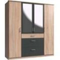 Kleiderschrank WIMEX "Click", grau (struktureichefarben hell, graphitfarben), B:180cm H:199cm T:58cm, Schränke, Drehtürenschrank Kleiderschrank, mit Spiegel