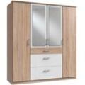 Kleiderschrank WIMEX "Click", weiß (struktureichefarben hell, weiß), B:180cm H:199cm T:58cm, Schränke, Drehtürenschrank Kleiderschrank, mit Spiegel