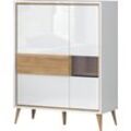 Hochkommode HOME AFFAIRE "Vida" Sideboards Gr. B/H/T: 95 cm x 121 cm x 40 cm, weiß (crystal white, pacific walnut) Home Affaire UV lackiert, hochglänzend, Soft-Close und Push-to-open Funktion