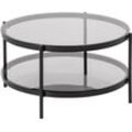 Couchtisch ACTONA GROUP "Bayern" Tische Gr. B/H/T: 75 cm x 42 cm x 75 cm, grau (grau, schwarz, grau) Rauchfarbene Glastischplatte, Metallgestell, Ablageboden, runde Form