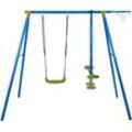 Schaukelkombination SANDORA Schaukeln blau (blau, grün) Kinder Schaukel + Wippe Ballring, Aufbaumaße H x L B 180 136 224 cm