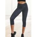 Caprileggings LASCANA ACTIVE Gr. 32/34, N-Gr, schwarz (leo, anthrazit) Damen Hosen mit allover Druck