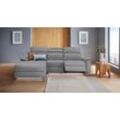 Ecksofa PLACES OF STYLE "Pareli, L-Form, 259cm,m. Recamiere, Echtleder, Kunstleder, Webstoff", grau (anthrazit), B:259cm H:98cm T:163cm, Webstoff (95% Polyester 5%Nylon), Sofas, man. o. elektr. Relaxfunktion, USB/Kopfteilverstellg u. LED