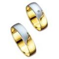 Trauring FIRETTI "Schmuck Geschenk Gold 375 Hochzeit Ehering Trauring "LIEBE"" Gr. 16,5, gold (gelbgoldfarben, weißgoldfarben), Fingerringe, 16,5, 0,01 ct SI = kleine Einschlüsse mit Brillant, Gelbgold 585, 5mm, Made in Germany, wahlweise mit oder ohne Brillant