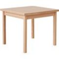 Esstisch HAMMEL FURNITURE "Basic Dinex, schnell innenliegende Einlegeplatten ausziehbar", braun (weißpigmentiert eiche), B:90cm H:76cm T:90cm, Tischplatte: Eiche weiß pigmentiertes Furnier und matt lackiert, Gestell: Massivholz, Tische, Furnier / Massivholz, in zwei Breiten, stabiler dänische Design Tisch