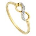 Goldring JOBO "Ring Unendlich" Gr. 52, gelb (gelbgold 375), Fingerringe, Damen, 52, Gelbgold 375, 375 Gold mit 10 Zirkonia