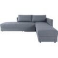 Ecksofa LOOKS BY WOLFGANG JOOP "LooksIII L-Form" Sofas Gr. B/T: 287cm x 229cm, Feinstruktur, Armlehne rechts, Mit Drehfunktion zum Bett wandelbar-Armlehne rechts, grau (dunkelgrau) durch Drehfunktion zum Bett wandelbar, inklusive Staufach