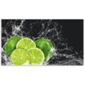Küchenrückwand ARTLAND "Limone mit Spritzwasser" Spritzschutzwände Gr. B/H: 90 cm x 50 cm, grün Küchendekoration Alu Spritzschutz mit Klebeband, einfache Montage