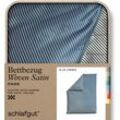 Bettbezug SCHLAFGUT "Woven Satin Fade mit feinen Streifen", blau (grau light, blau mid), B:155cm L:220cm, Mako-Satin, Obermaterial: 100% Baumwolle, Bettbezüge, mit Farbverlauf, Mix & Match: passender Kissenbezug erhältlich